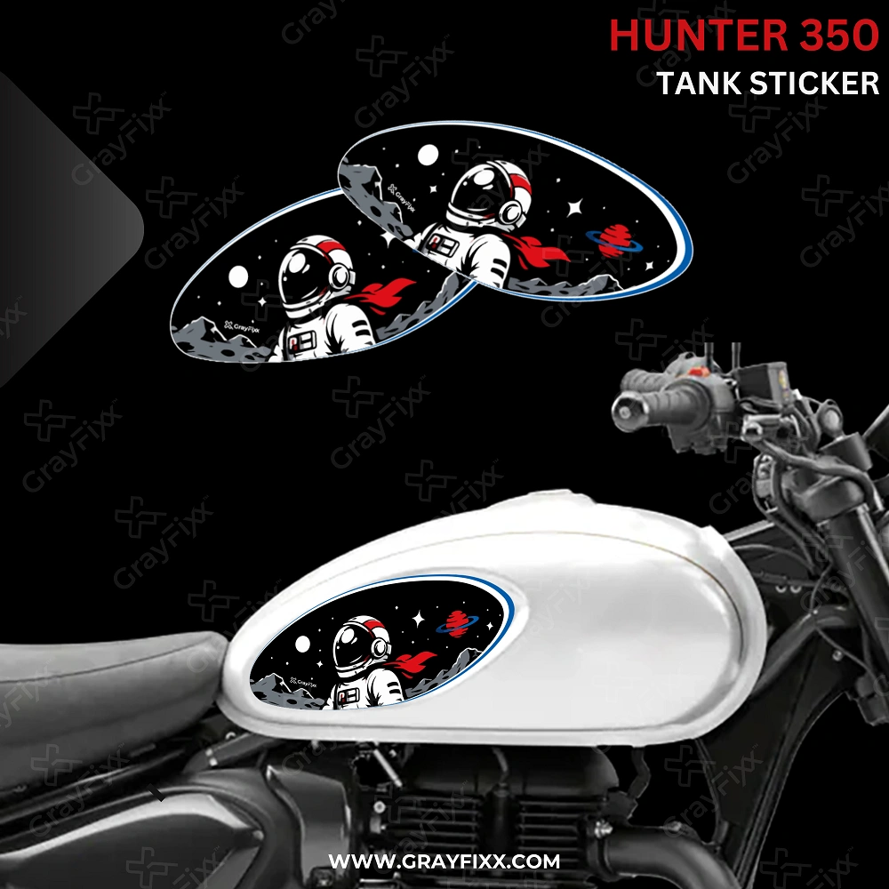 Tank Side Sticker Compatible with Hunter 350 | Made in Premium Gloss Vinyl with FPF (Fade Protection Film), Precut Sticker, Waterproof, Pack of 1